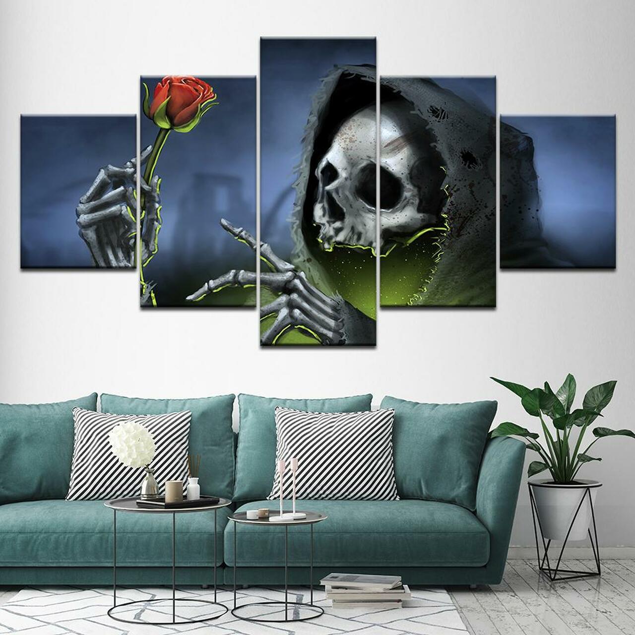 Romantic Skull Canvas Wall Art