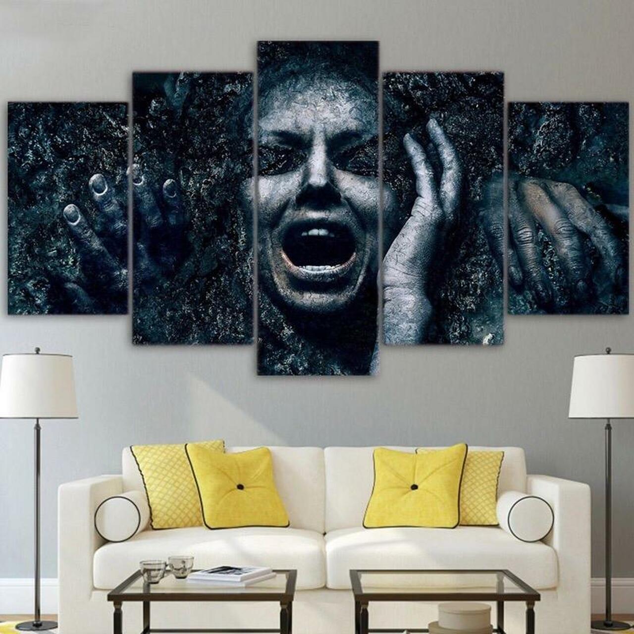 Scared Woman Canvas Wall Art