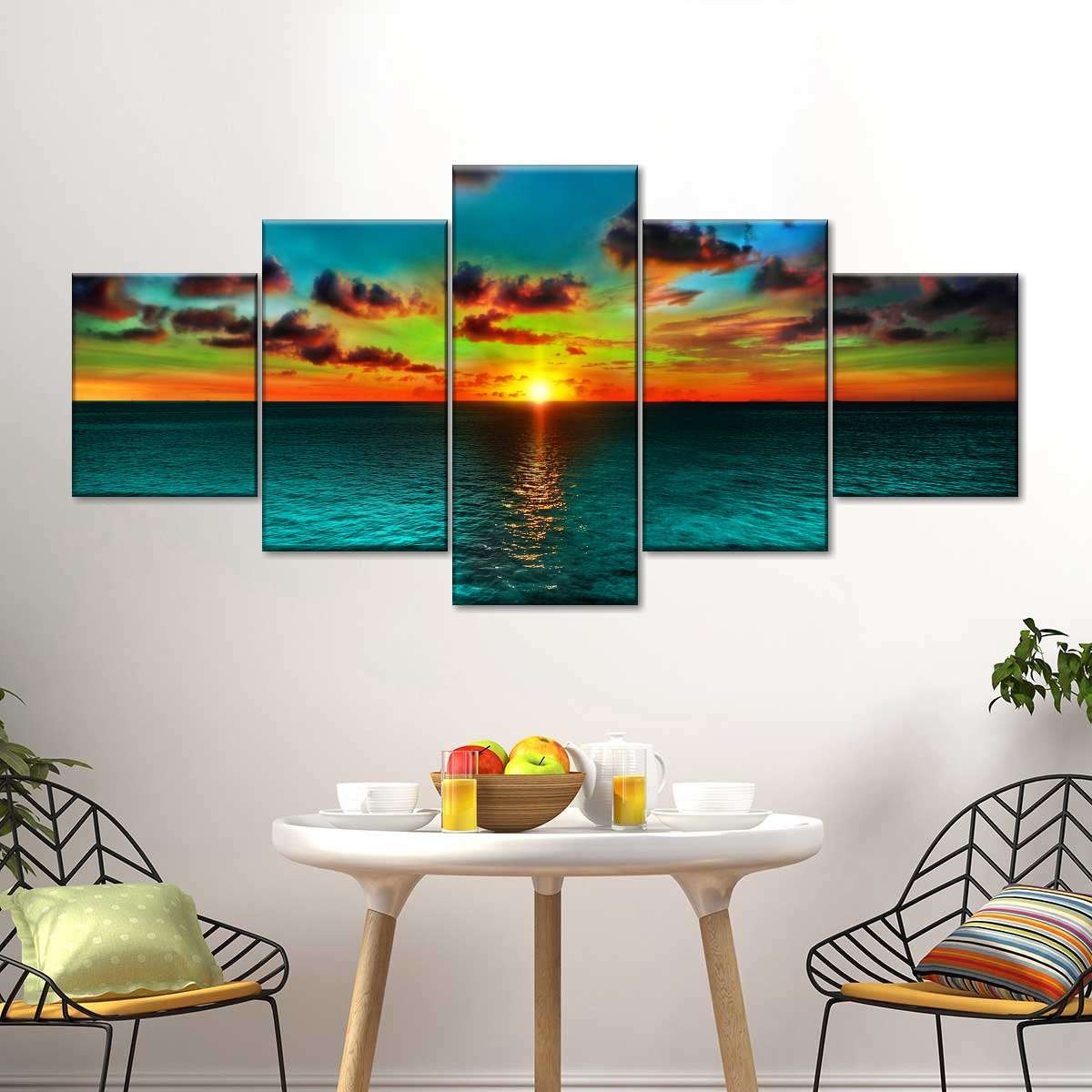 Seascape Sunset Ocean Canvas Wall Art