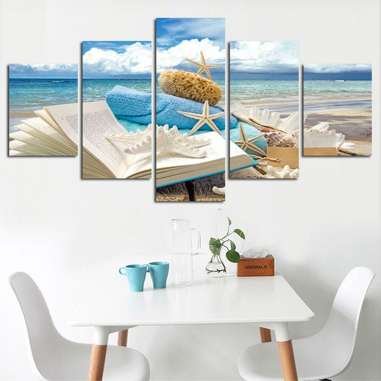 Seaside Reading Canvas Wall Art