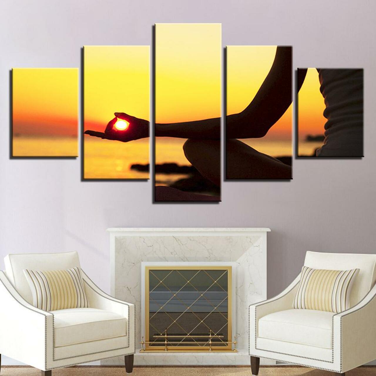 Seaside Yoga Canvas Wall Art
