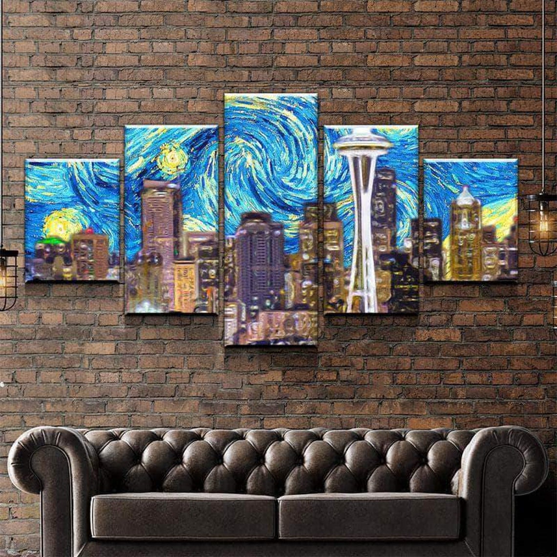 Seattle Starry Night Canvas Wall Art