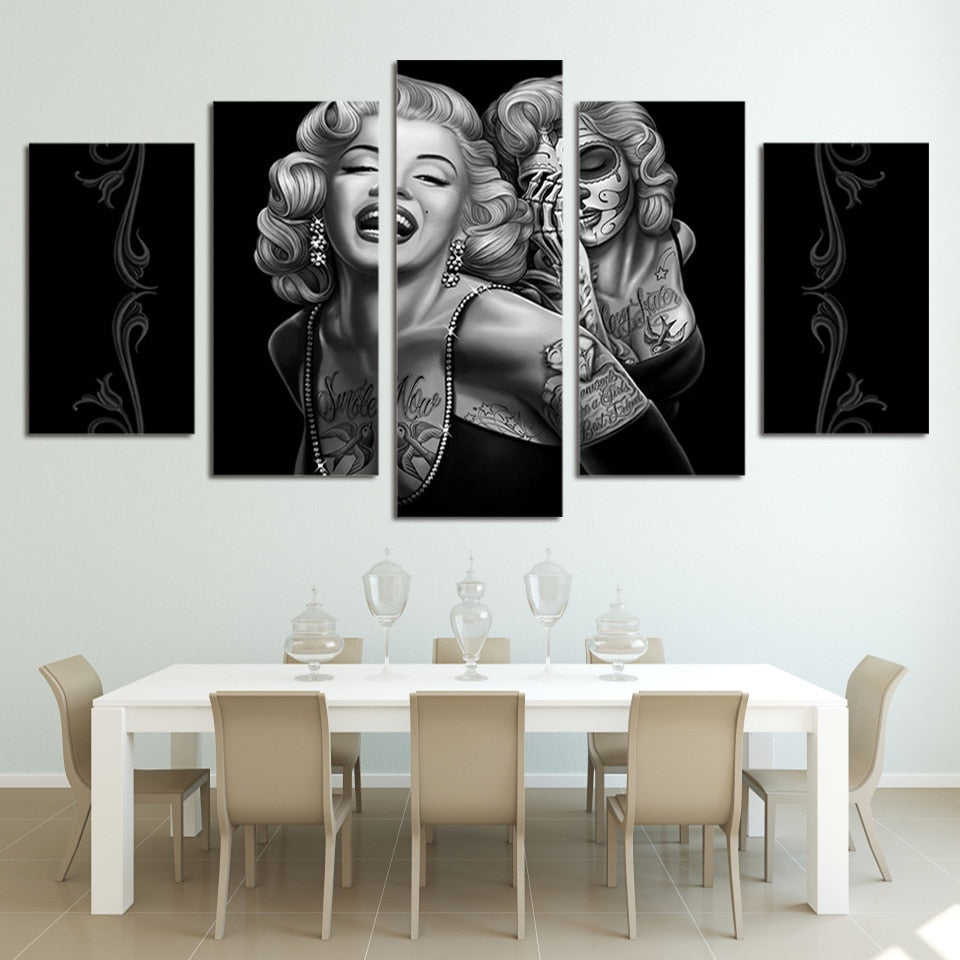 Sexy Marilyn Monroe Sugar Skull Canvas Wall Art