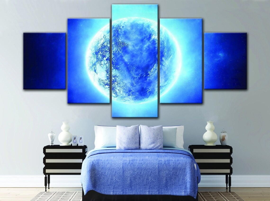Shiny Blue Moon Canvas Wall Art