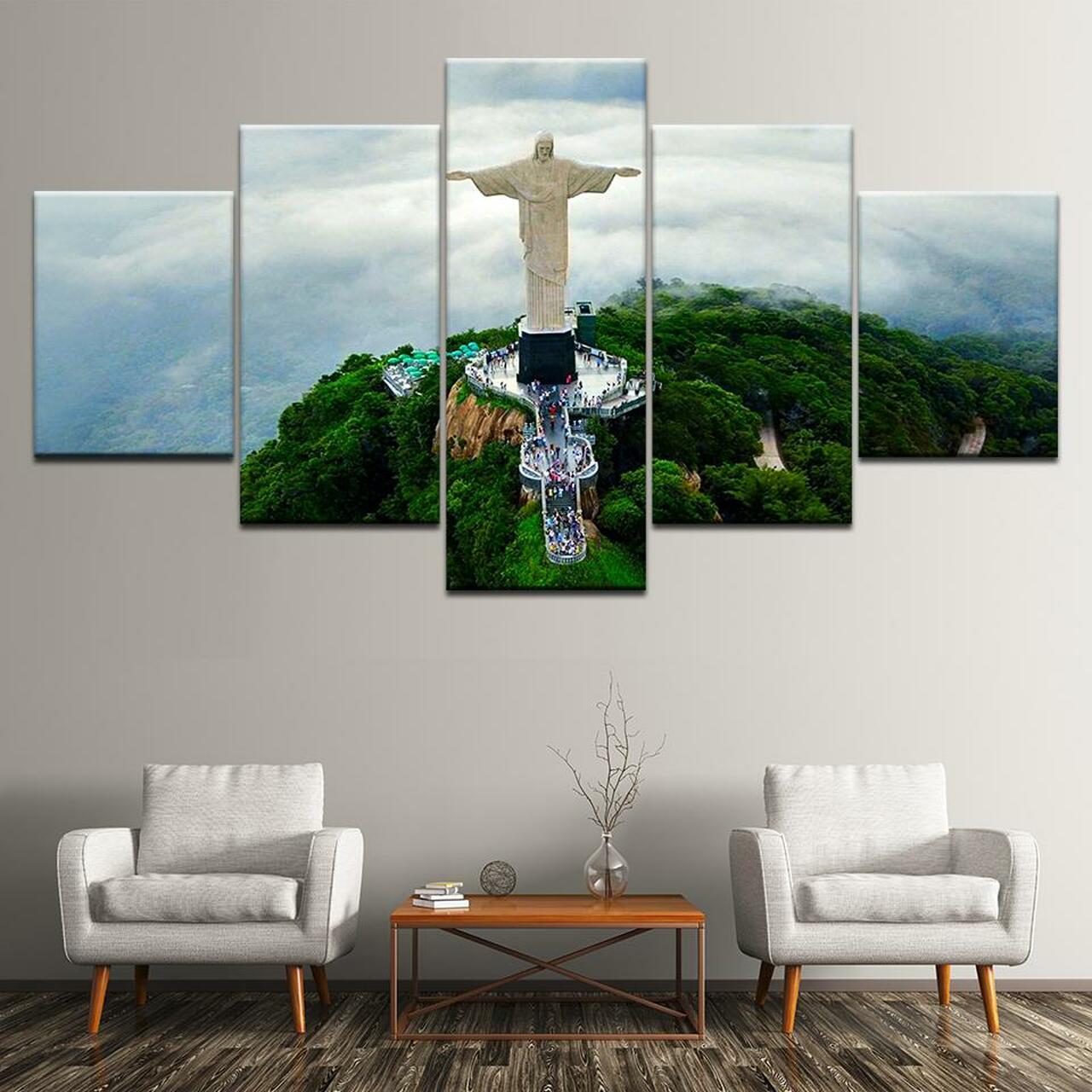 Sky View Of Christ The Redeemer Canvas Wall Art