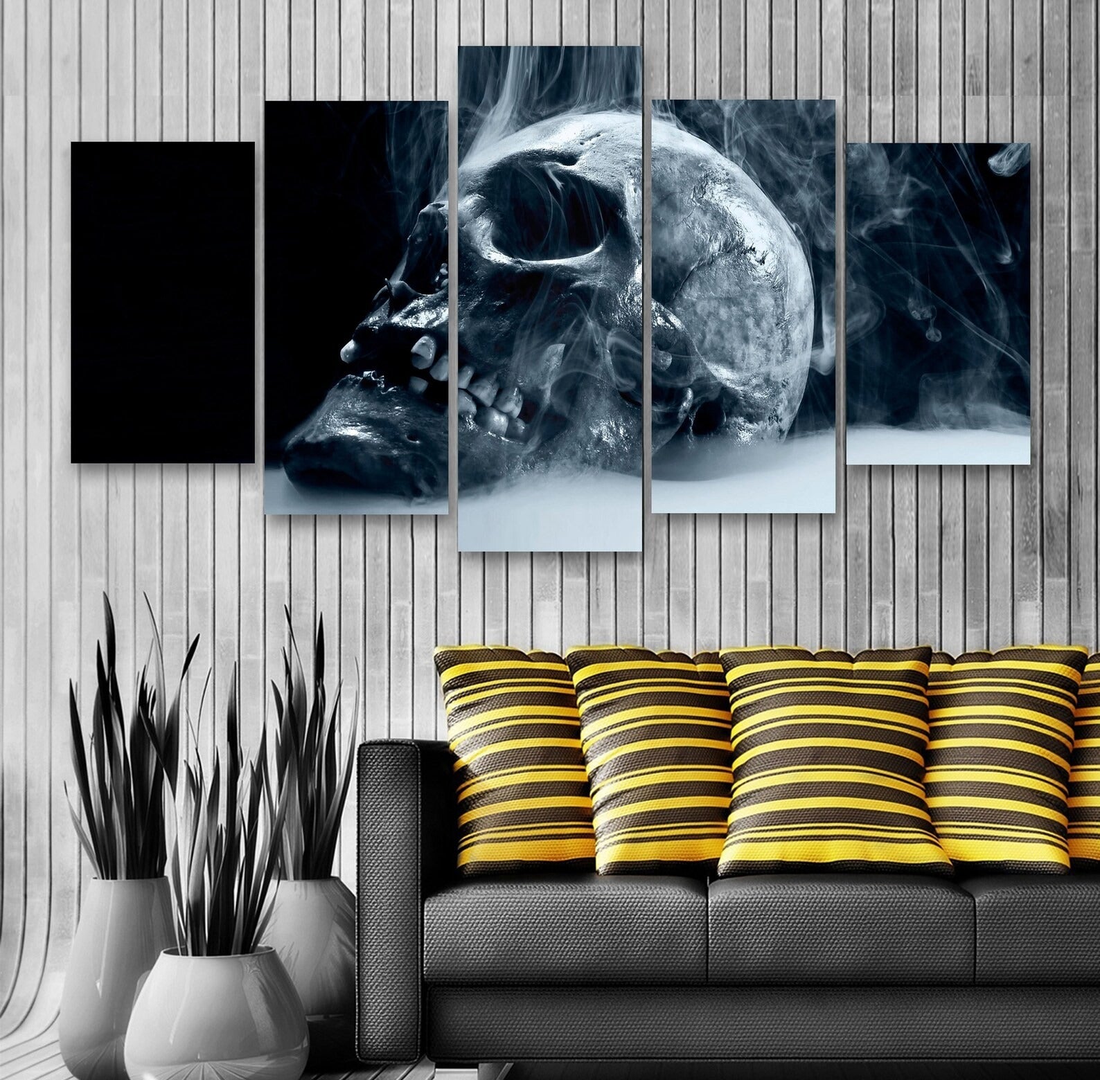 Smoking Skull Canvas Wall Art