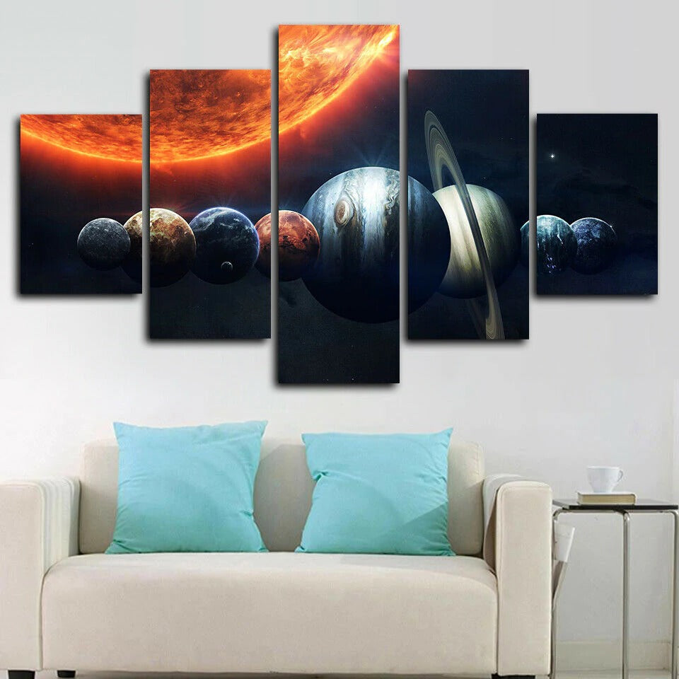 Solar System Space 8 Planets Canvas Wall Art