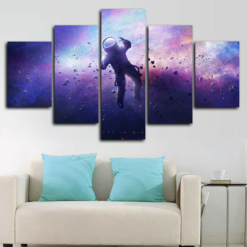 Space Astronaut Galaxy Stars Universe Canvas Wall Art