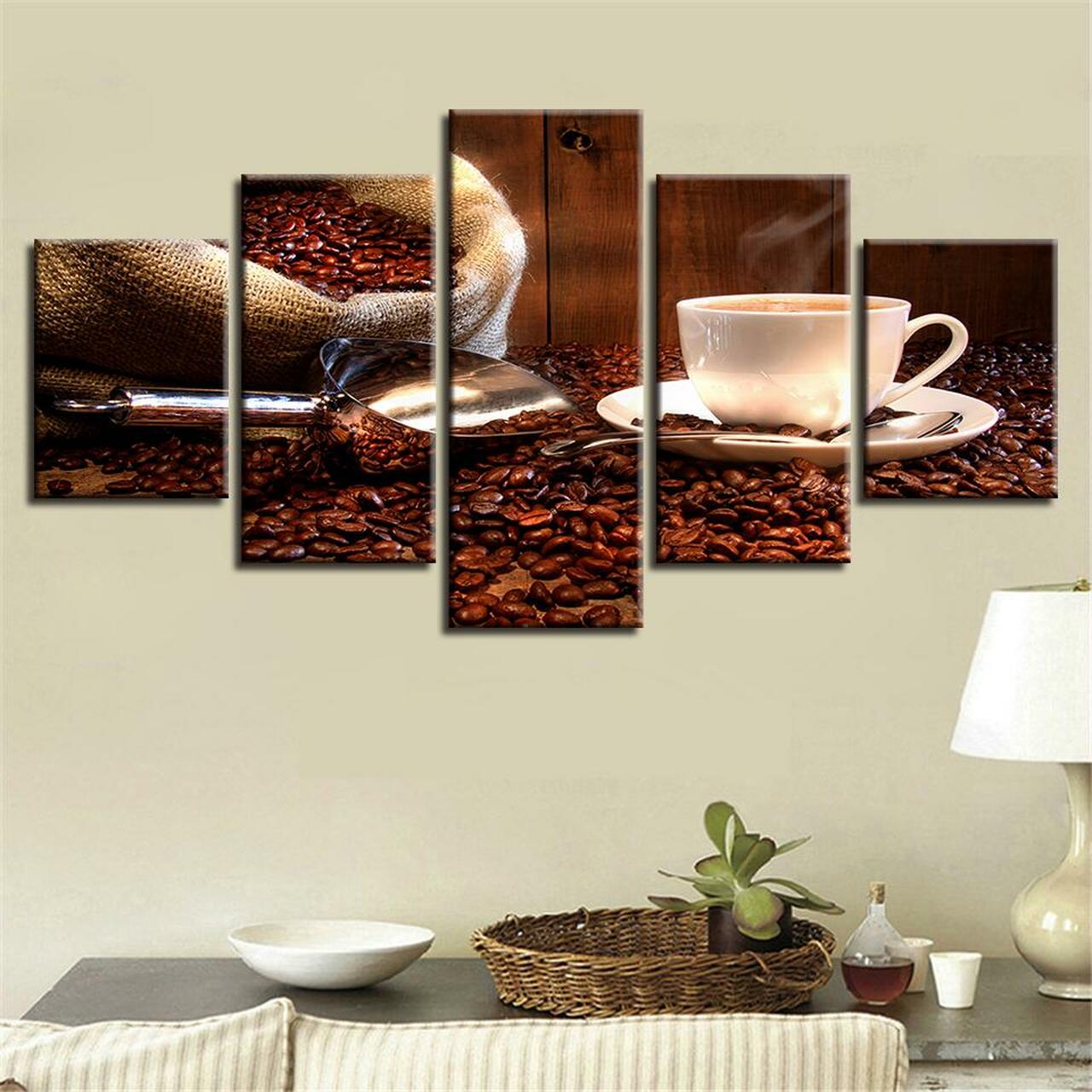 Spilled Coffee Beans Canvas Wall Art