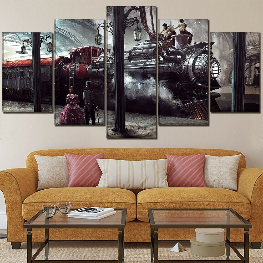 Steampunk Locomotive Train Canvas Wall Art