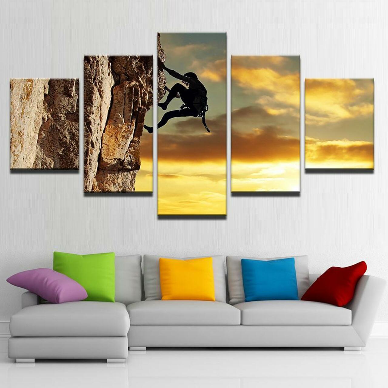 Sunset Rock Climbing Canvas Wall Art