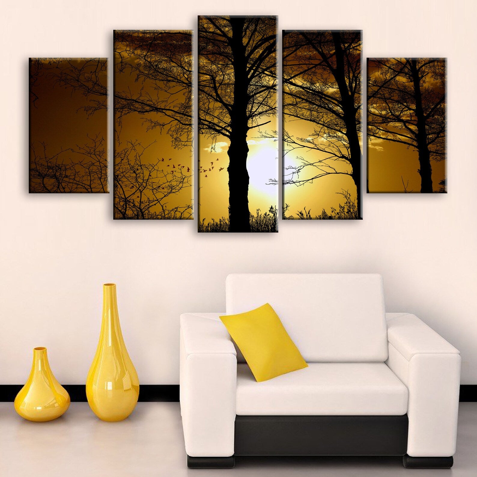 Sunset Through The Trees Canvas Wall Art