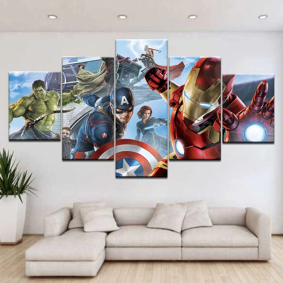 Super Hero Avengers Captain America Hulk Iron Man Canvas Wall Art
