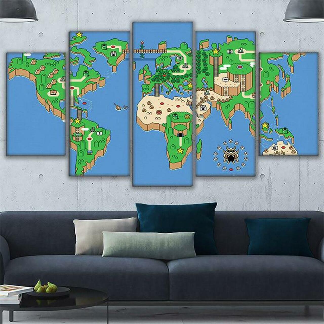 Super Mario World Map Canvas Wall Art
