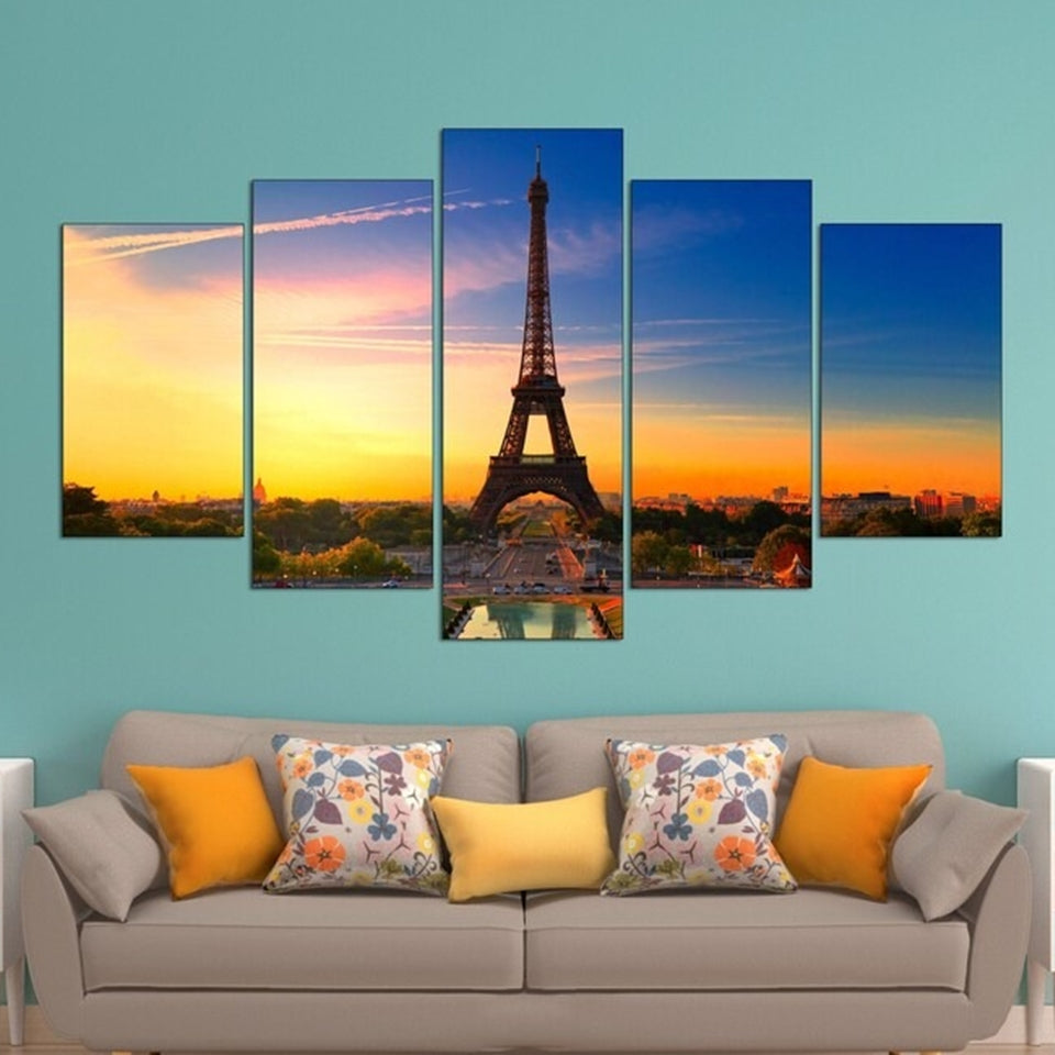 The Eiffel Tower Sunset Canvas Wall Art