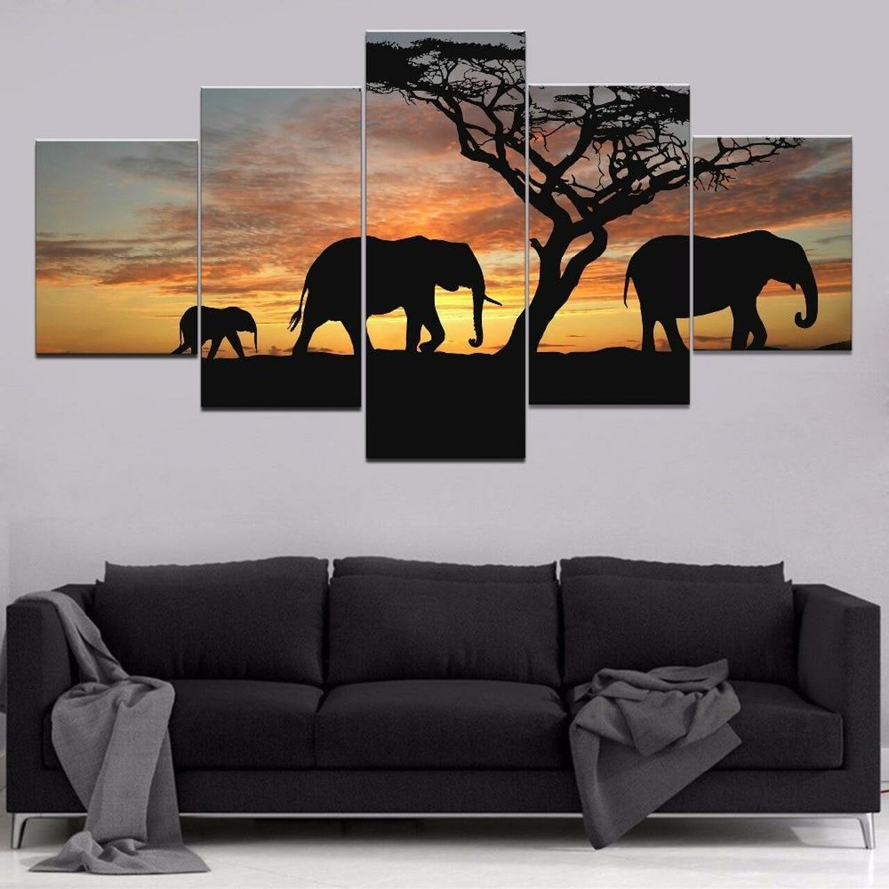 Three Elephants Canvas Wall Art