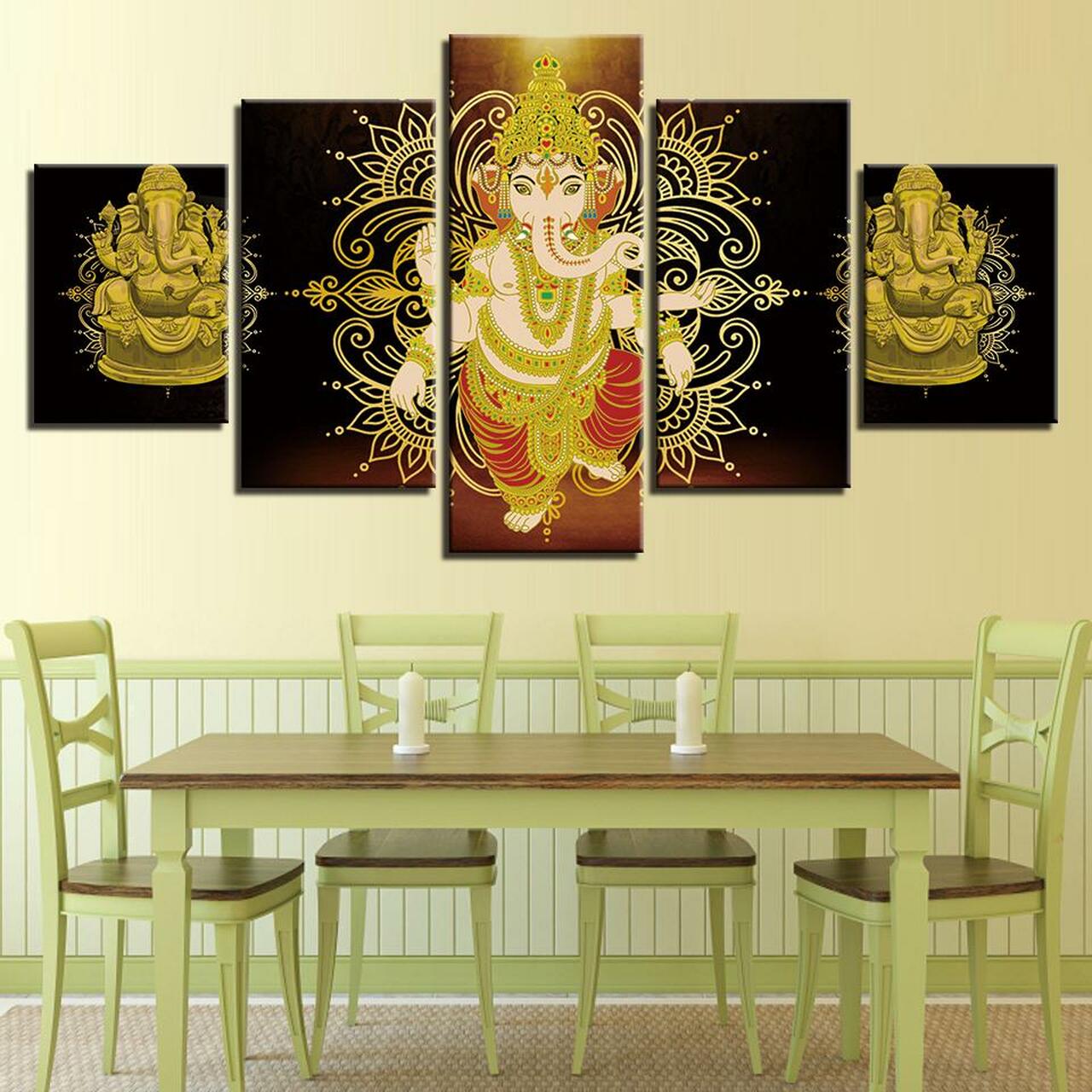 Three Ganeshas Canvas Wall Art