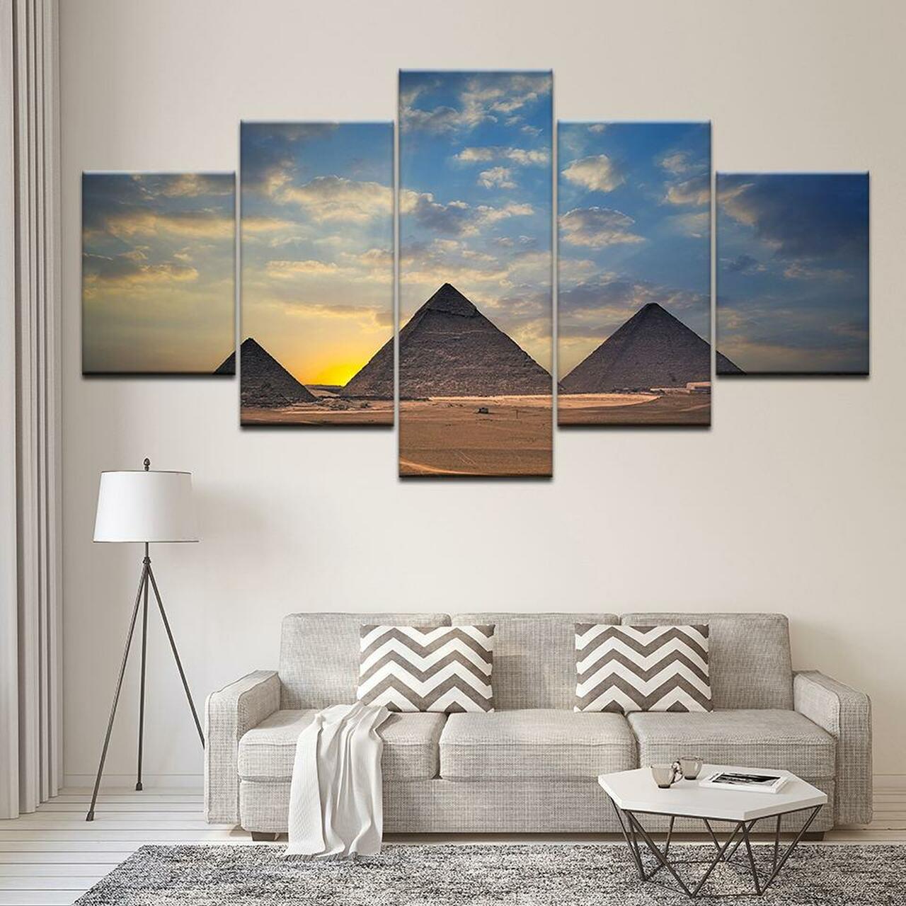 Three Pyramids Of Giza Canvas Wall Art