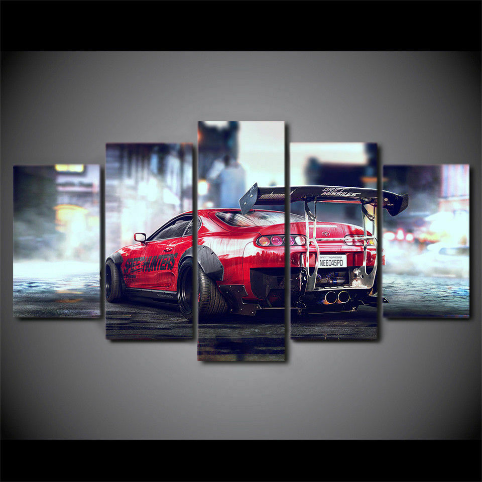 Toyota Supra Red Car Canvas Wall Art