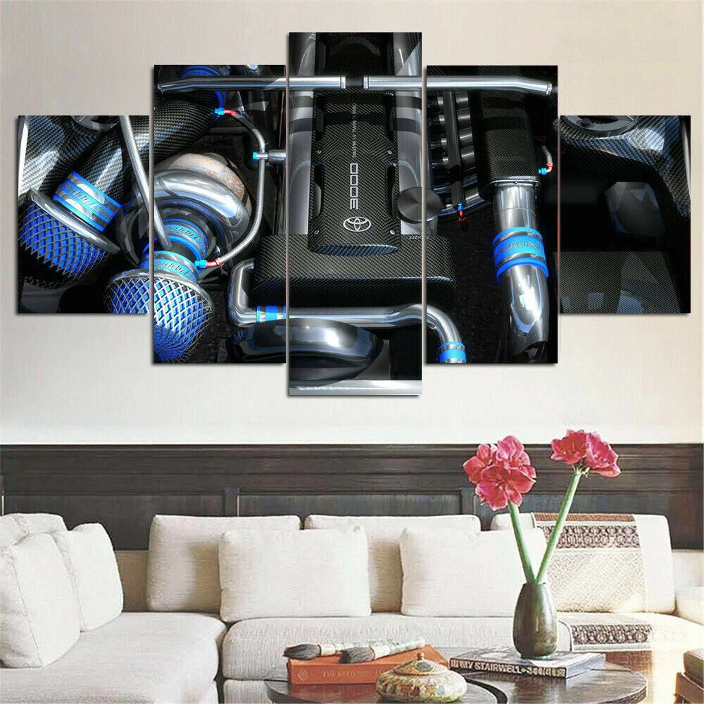 Toyota Supra Twin Turbocharged Engine Canvas Wall Art