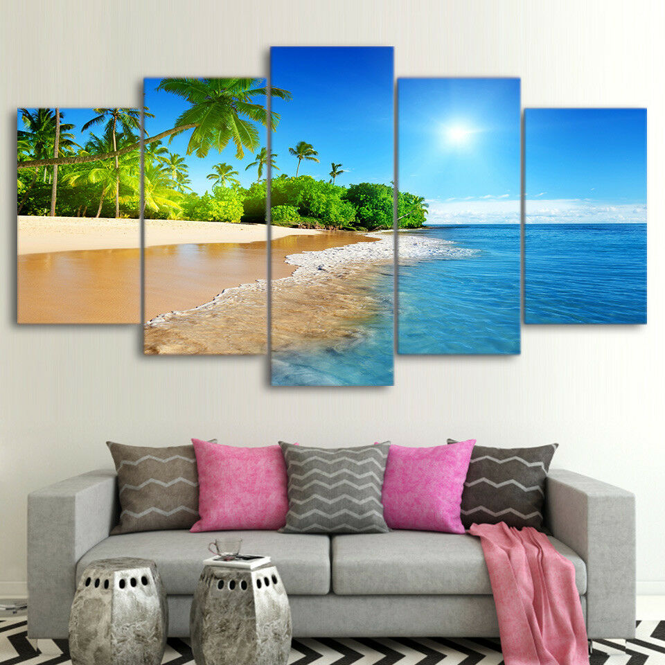 Tropical Island Beach White Sand Canvas Wall Art