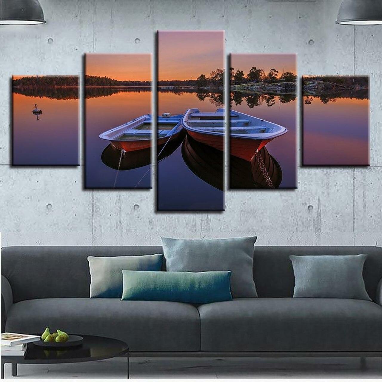 Two Canoes Canvas Wall Art