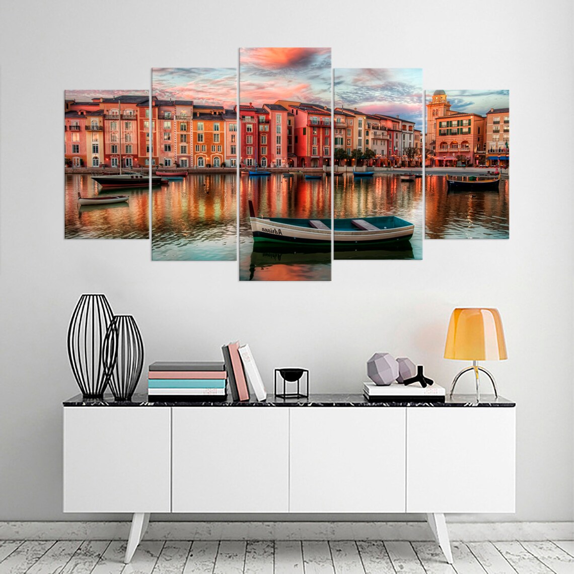 Venice Cityscape Italy Skyline Boat Canvas Wall Art