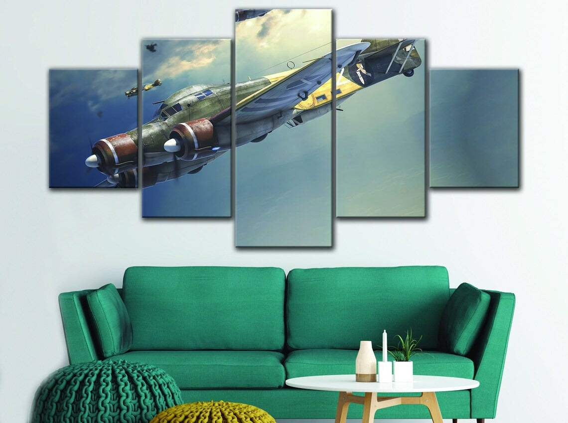 Vintage Airplane Aircraft Bomber Canvas Wall Art