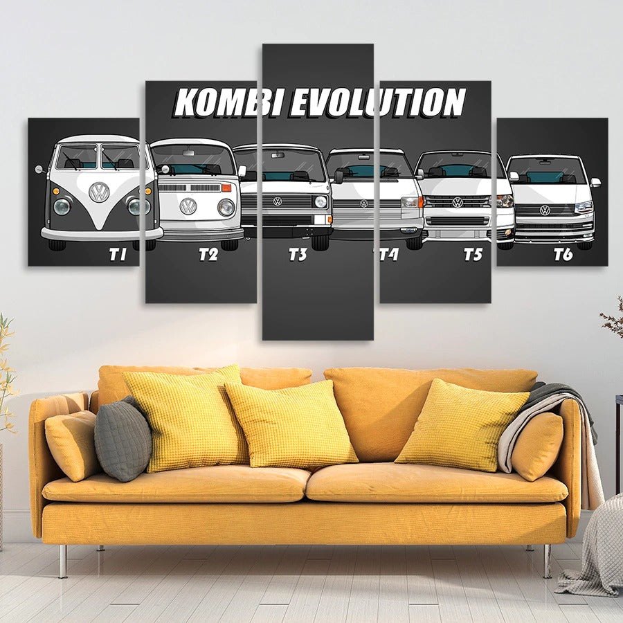 Vintage Retro Hot Vw Bus Car Canvas Wall Art