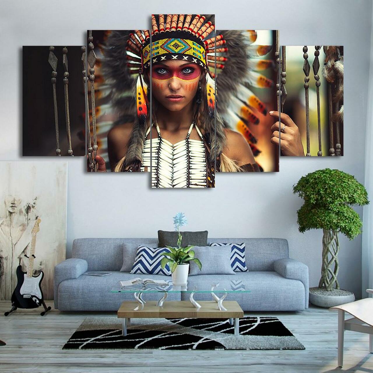 Warrior Indian Girl Canvas Wall Art