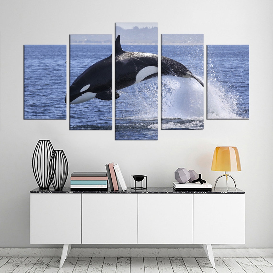 Whale Shark Jumping Blue Ocean Canvas Wall Art