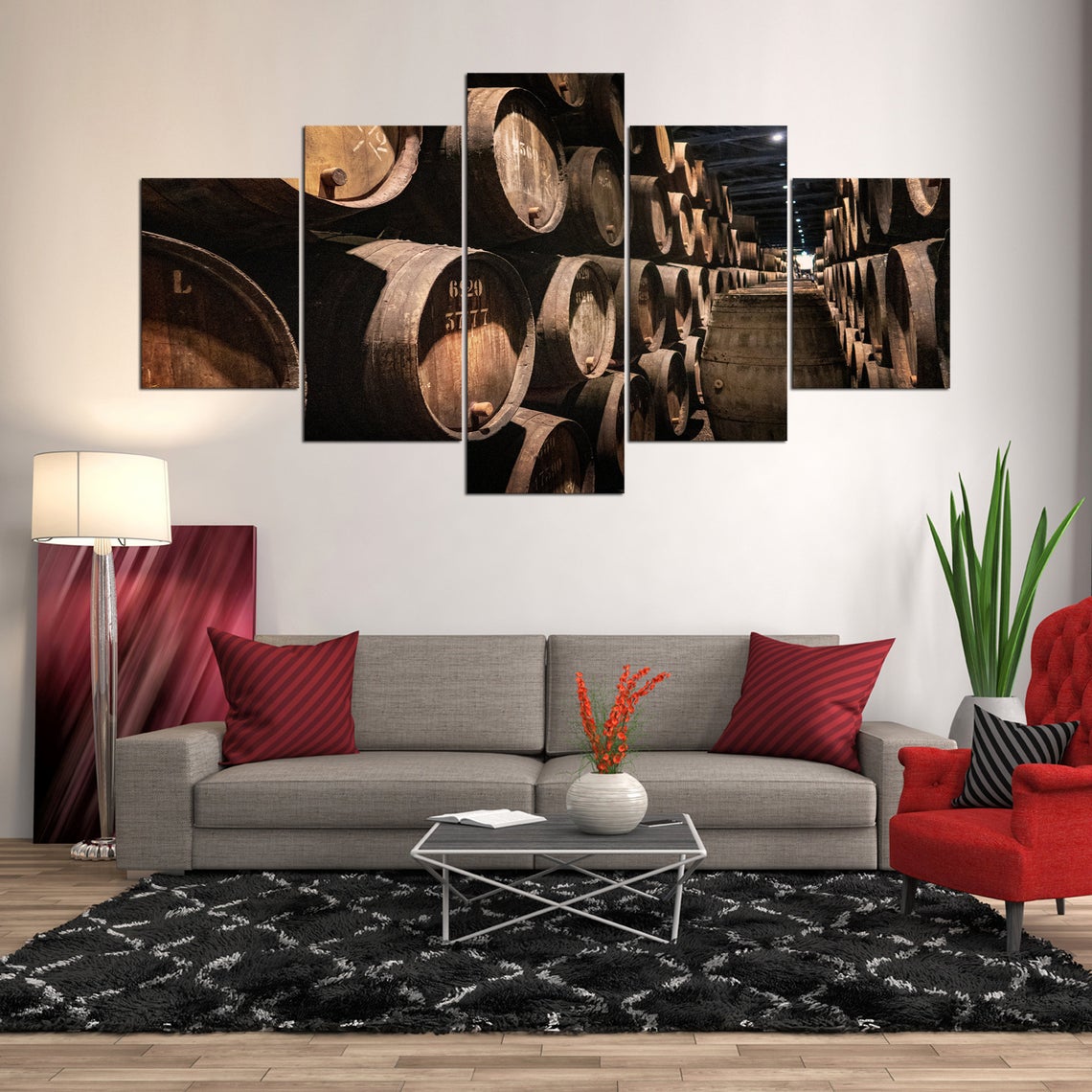 Whiskey Barrels Wall Art Canvas Decor Printing - Pencil Canvas