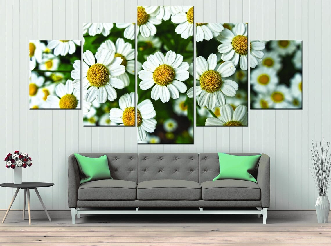 White Daisy Flower Canvas Wall Art
