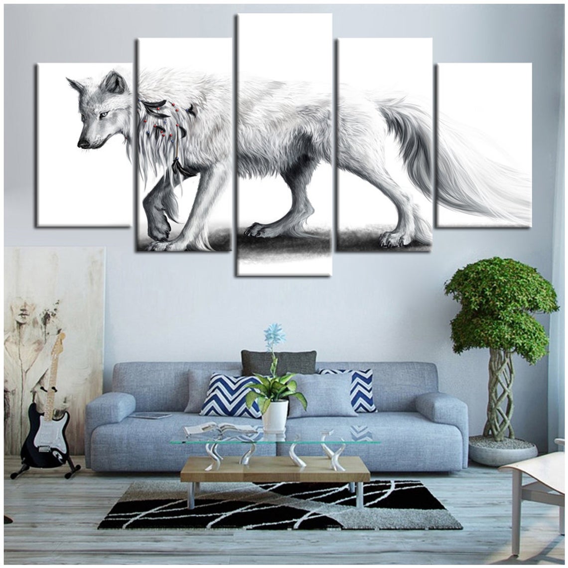 White Wolf Canvas Wall Art