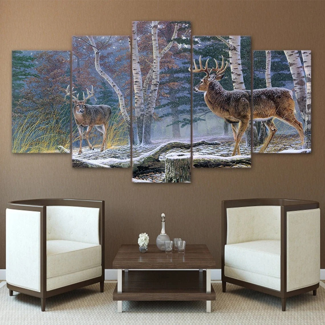 Whitetail Buck Deer Snow Wildlife Canvas Wall Art