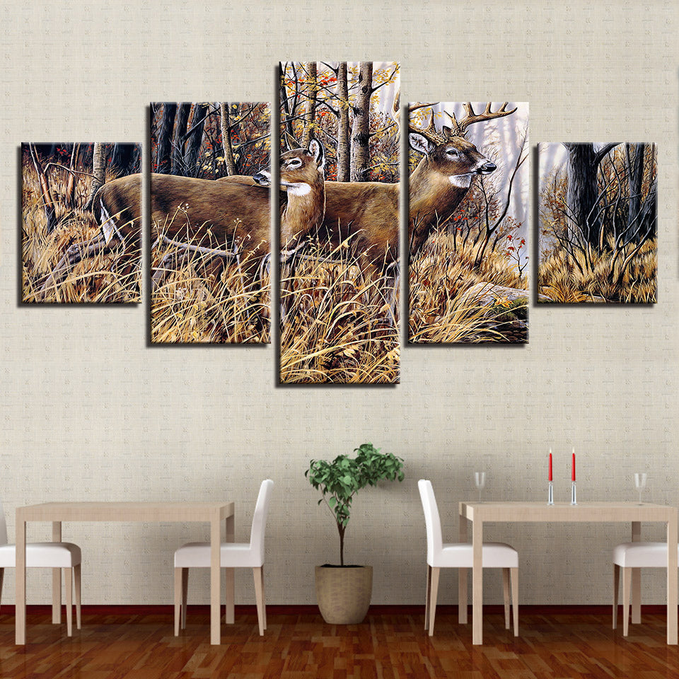 Wild Deer Animal Canvas Wall Art