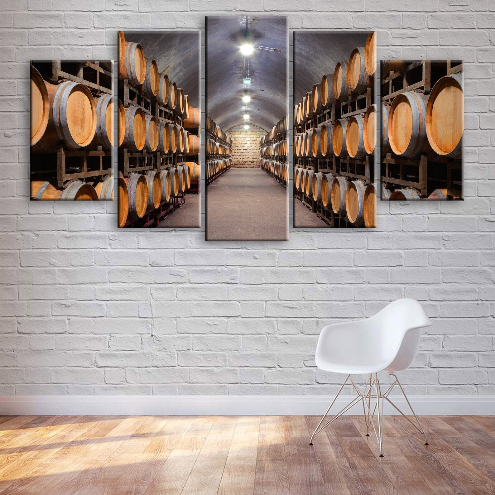Wine Cellar Barrels Canvas Wall Art
