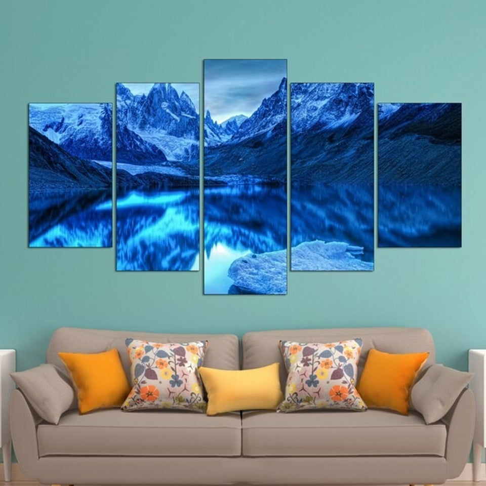 Winter Night Nordic Landscape Canvas Wall Art