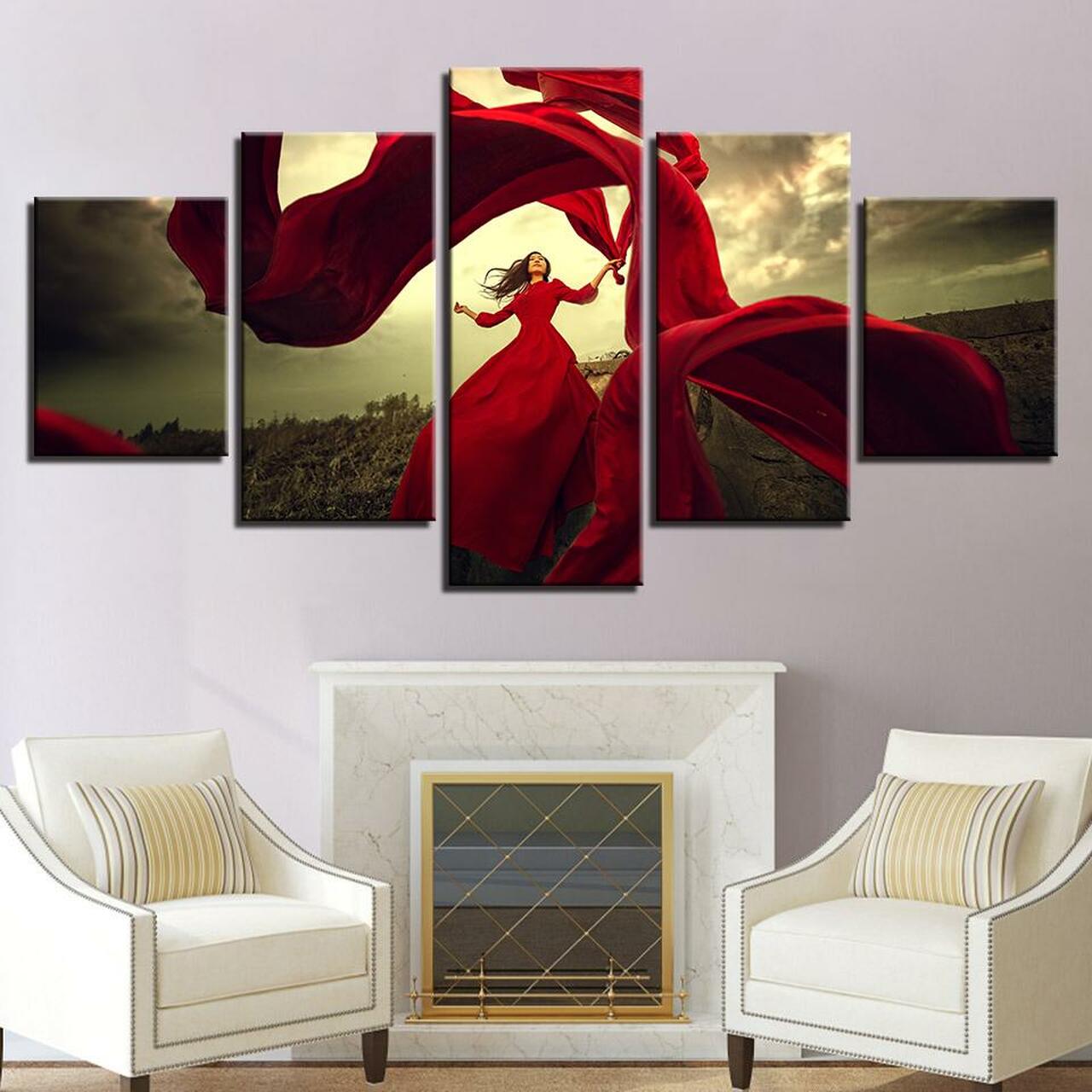 Woman In Red Canvas Wall Art
