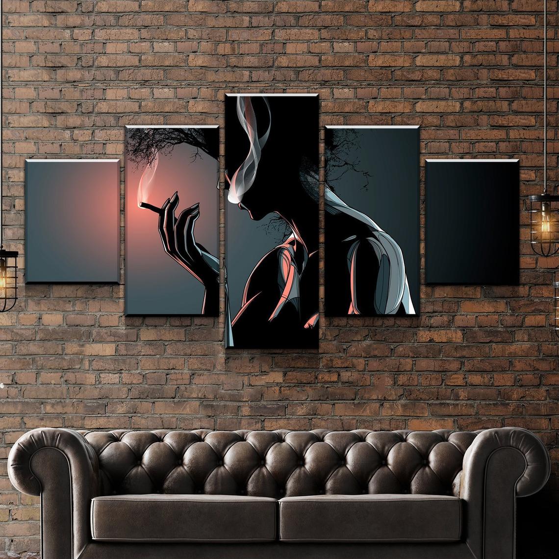 Women Smoke Cigar Canvas Wall Art
