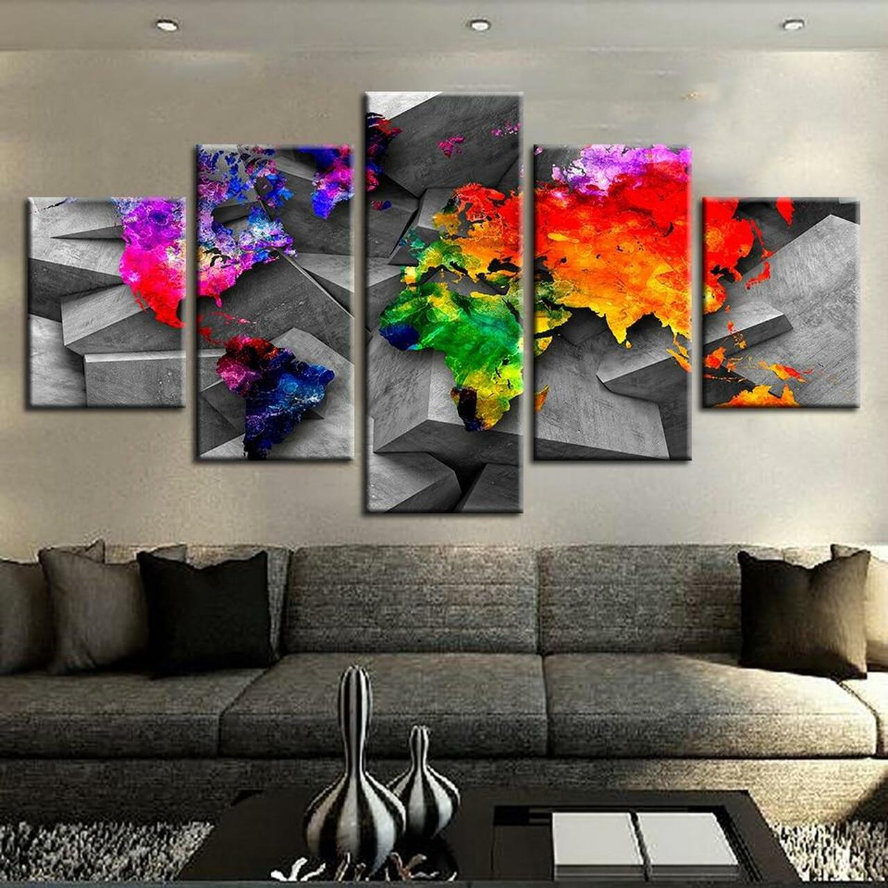 World Map Abstract Canvas Wall Art