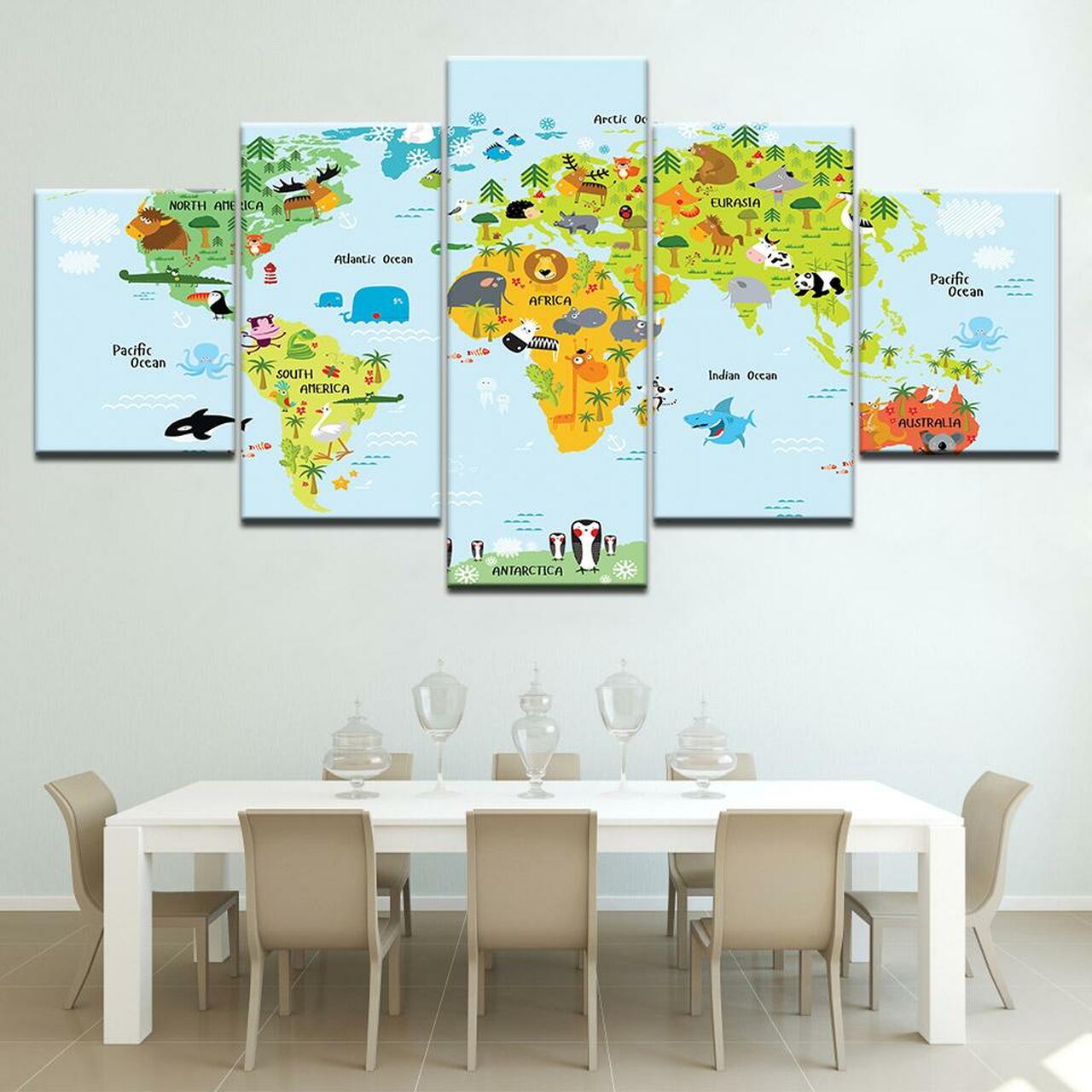 World Map For Kids Canvas Wall Art
