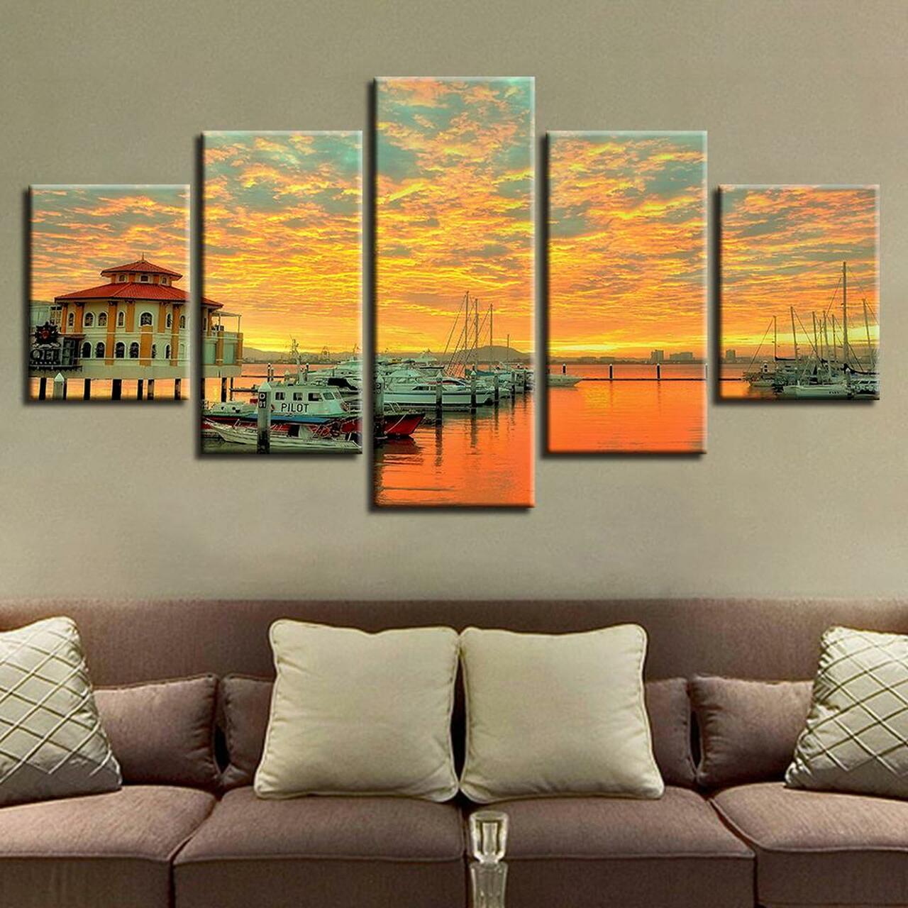 Yacht Harbor Canvas Wall Art