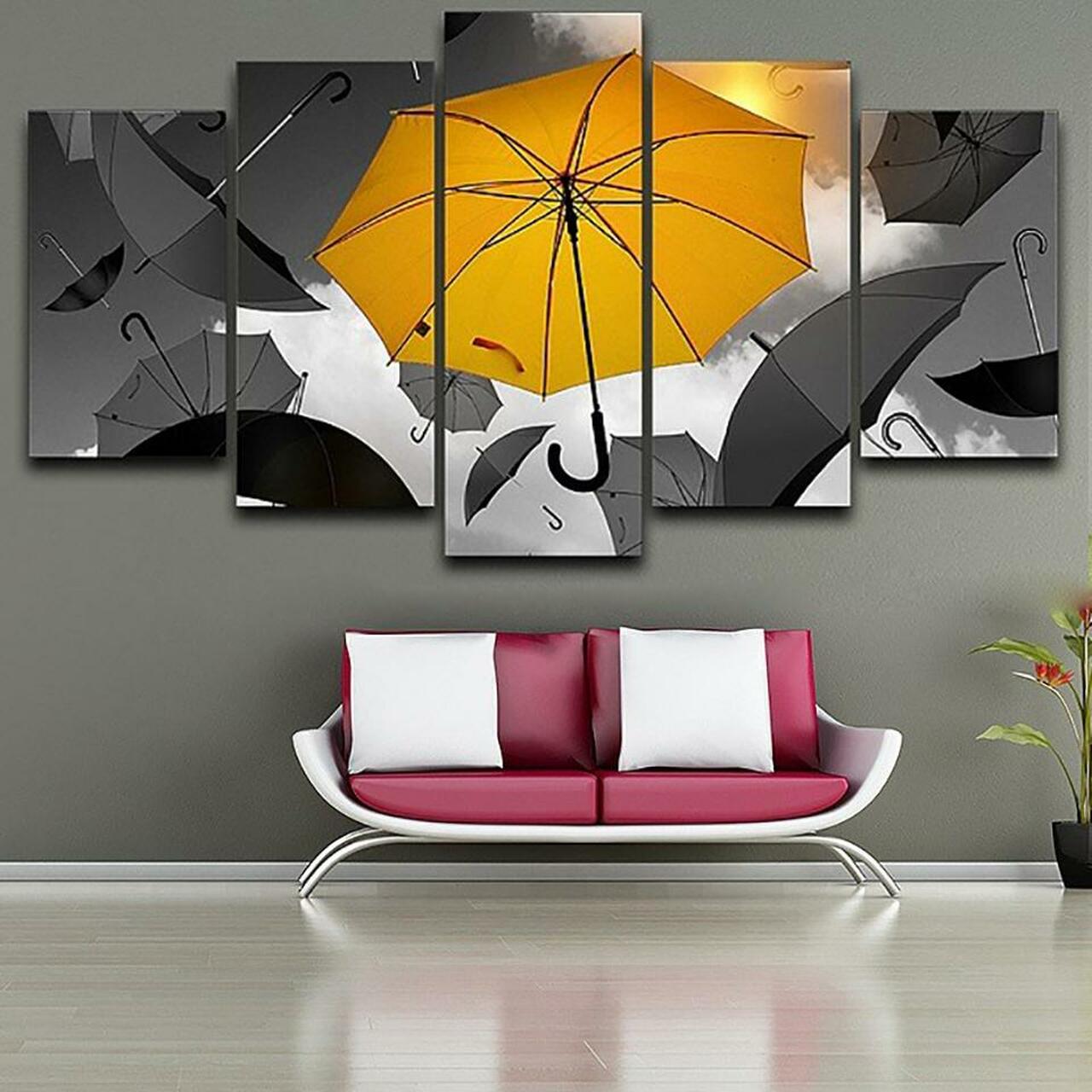 Yellow Umbrella Canvas Wall Art
