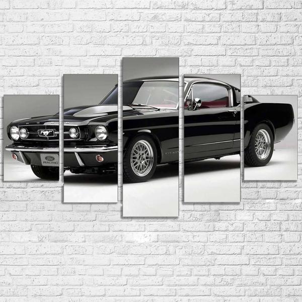 1965 Ford Mustang Gt Fastback Black White 01 – Automative Canvas Wall Art