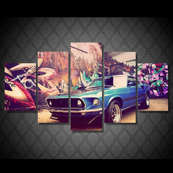 1969 Blue Mustang Gt – Automative Canvas Wall Art