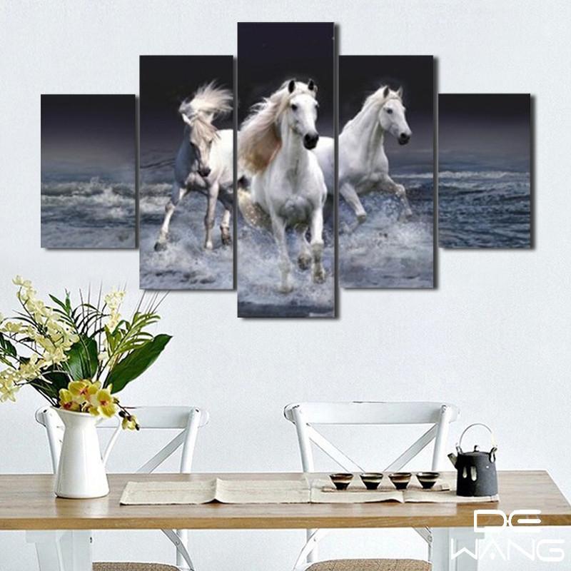 3 White Horses – Animal Canvas Wall Art