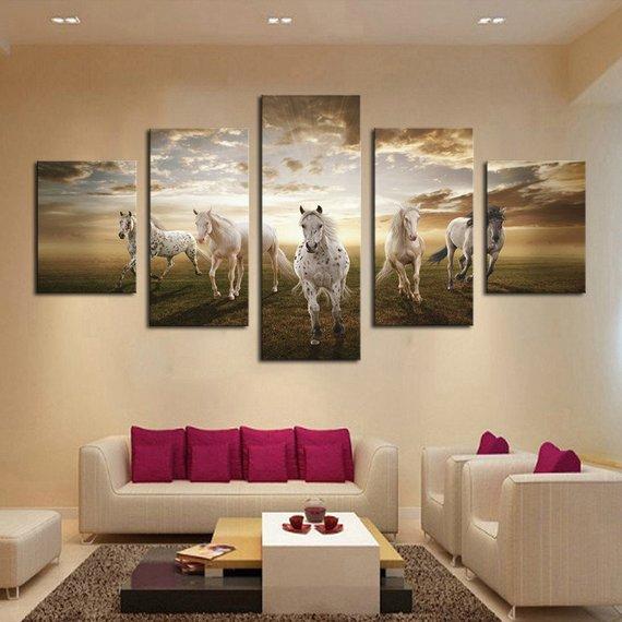 5 White Horse – Animal Canvas Wall Art
