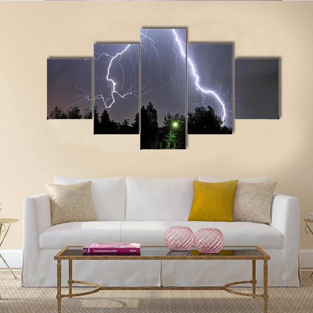 A Big Lightning In A Summer Storm – Nature Canvas Wall Art