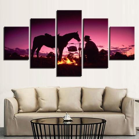 A Cowboy And His Horse – Animal Canvas Wall Art